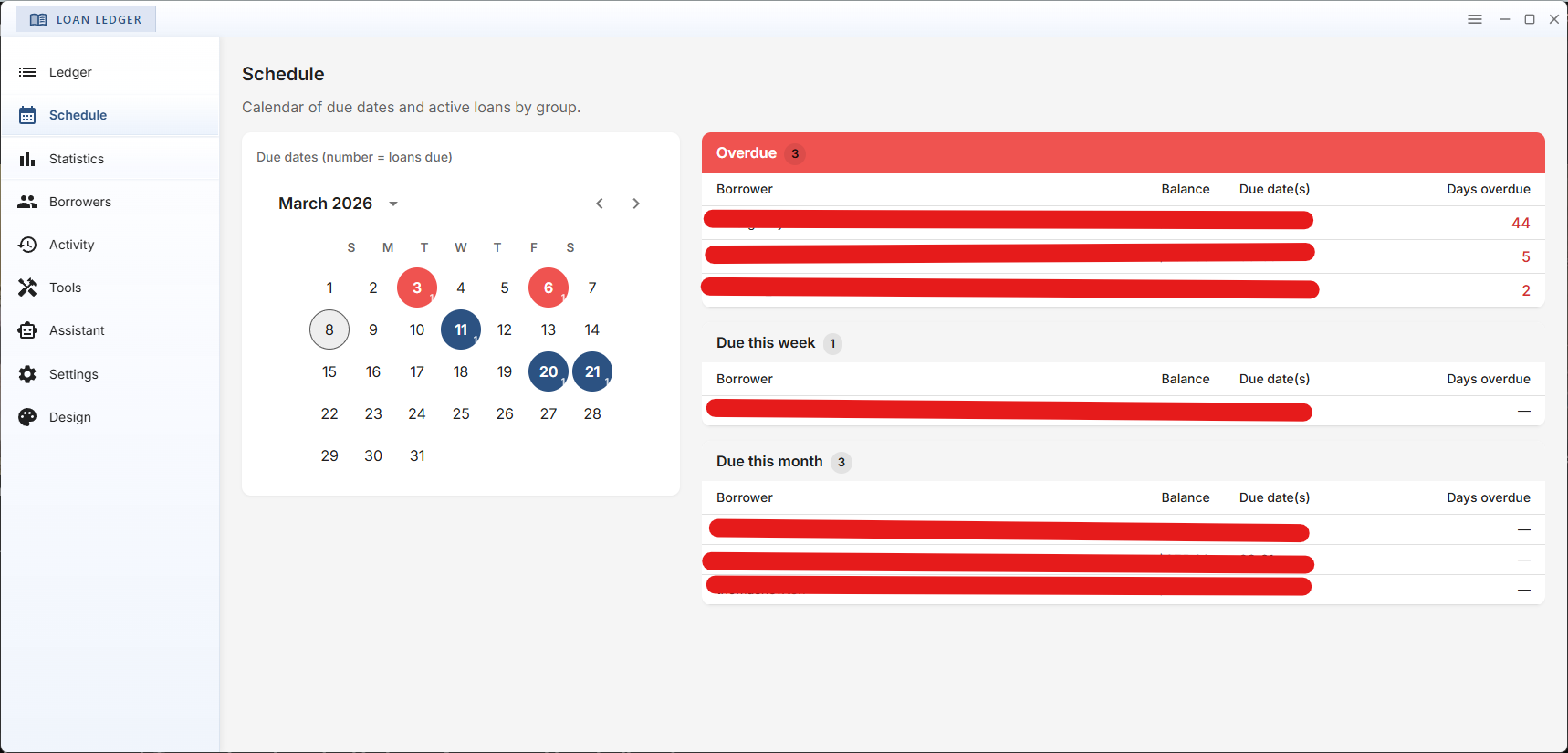LoanLedger Windows - Schedule
